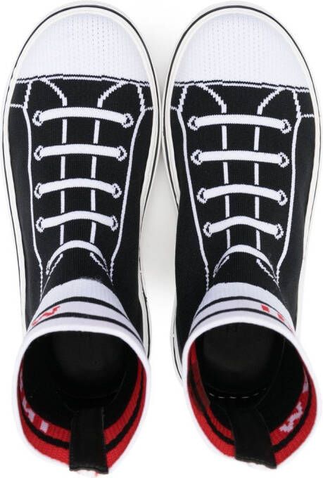 Marni Kids intarsia-knit high-top sneakers Black