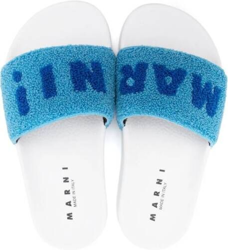 Marni Kids intarsia-knit-logo slides Blue
