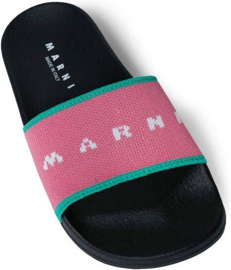 Marni Kids logo-jacquard pool slides Pink