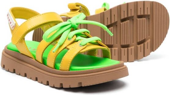 Marni Kids lace-up detail leather sandals Yellow