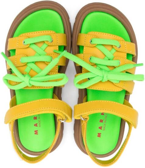 Marni Kids lace-up detail leather sandals Yellow