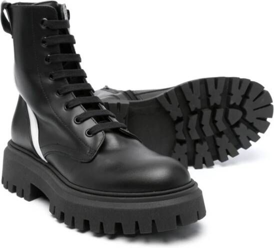 Marni Kids logo-appliqué leather boots Black