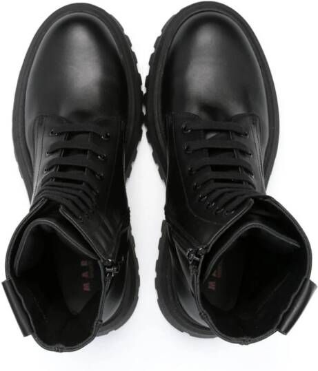 Marni Kids logo-appliqué leather boots Black