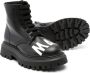 Marni Kids logo-appliqué leather combat boots Black - Thumbnail 2