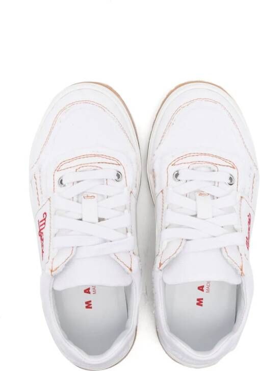 Marni Kids logo-embroidered canvas sneakers White