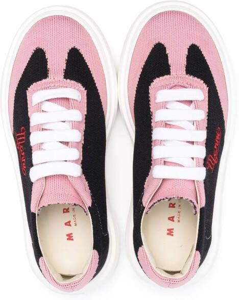 Marni Kids logo-embroidered low-top sneakers Pink