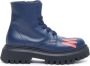 Marni Kids logo-patch leather boots Blue - Thumbnail 2