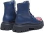 Marni Kids logo-patch leather boots Blue - Thumbnail 3