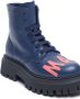 Marni Kids logo-patch leather boots Blue - Thumbnail 4