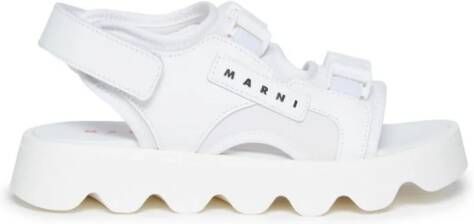 Marni Kids logo-patch leather sandals White
