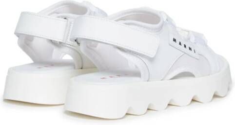 Marni Kids logo-patch leather sandals White