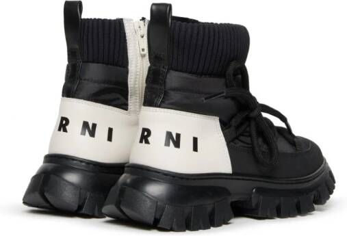 Marni Kids logo-print ankle boots Black