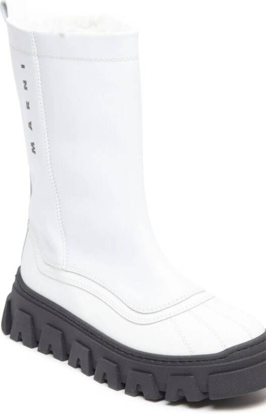 Marni Kids logo-print ankle leather boots White