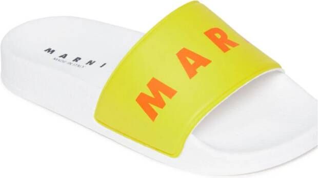 Marni Kids logo-print flat slides Yellow