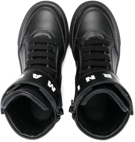 Marni Kids logo-print lace-up sneakers Black