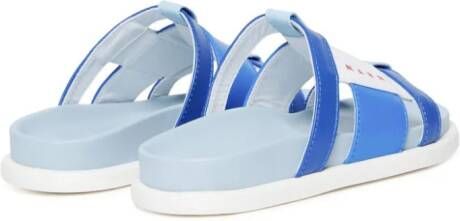 Marni Kids logo-print leather sandals Blue