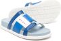 Marni Kids logo-print leather slides Blue - Thumbnail 2