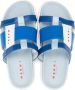 Marni Kids logo-print leather slides Blue - Thumbnail 3