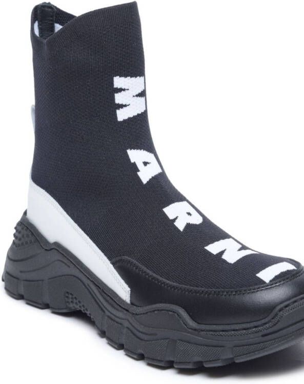 Marni Kids logo-print sock-style sneakers Black