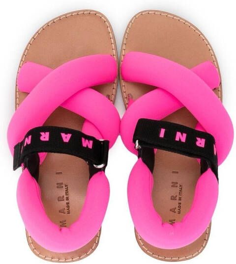 Marni Kids logo-print strappy sandals Pink