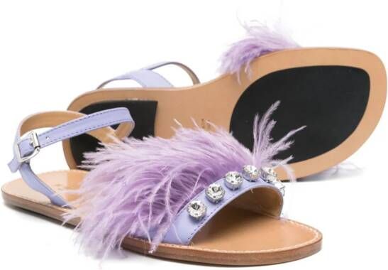 Marni Kids rhinestone-embellished leather sandals Purple