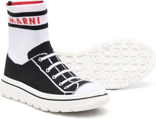 Marni Kids TEEN intarsia-knit high-top sneakers Black