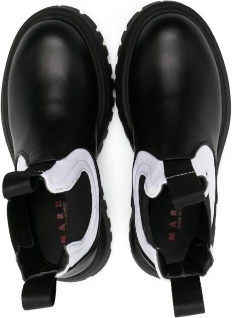 Marni Kids two-tone leather ankle boots Black