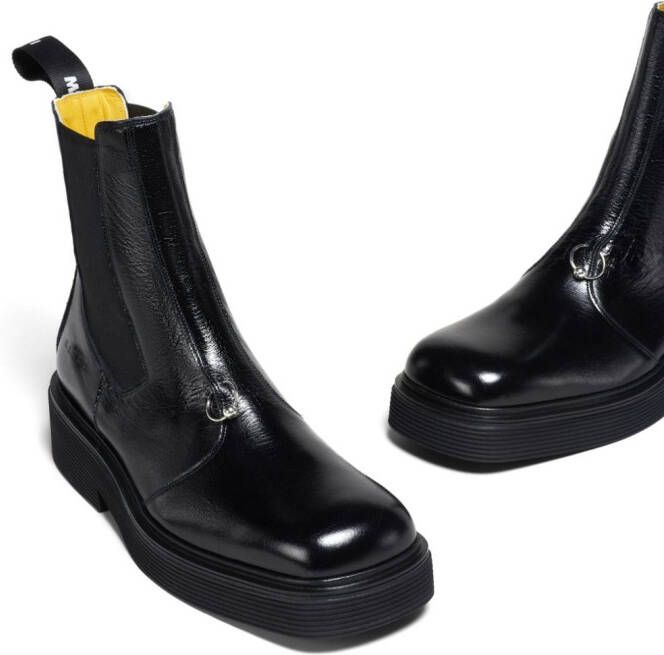 Marni logo-embossed leather Chelsea boots Black