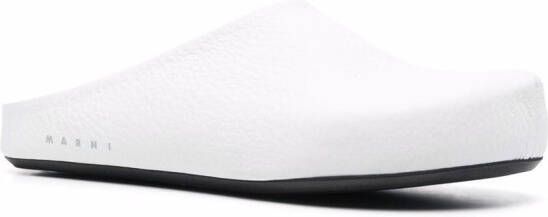 Marni logo-letter pebble-effect clog slippers White