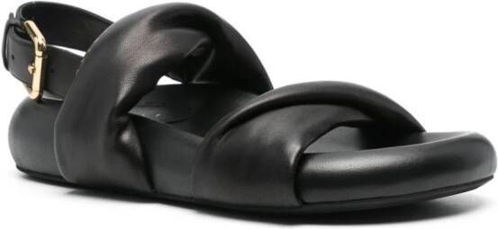 Marni logo-print leather sandals Black
