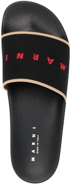 Marni logo-print open-toe slides Black