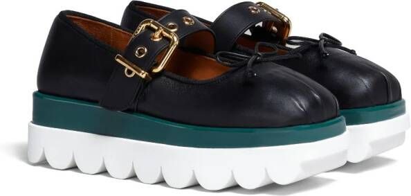 Marni scalloped leather Mary Jane shoes Black