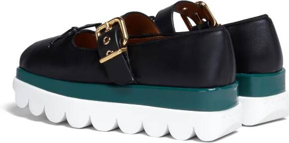 Marni scalloped leather Mary Jane shoes Black