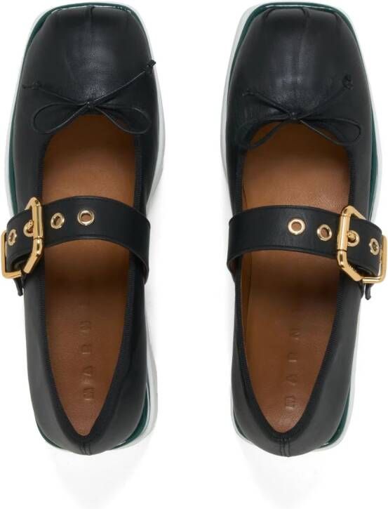 Marni scalloped leather Mary Jane shoes Black