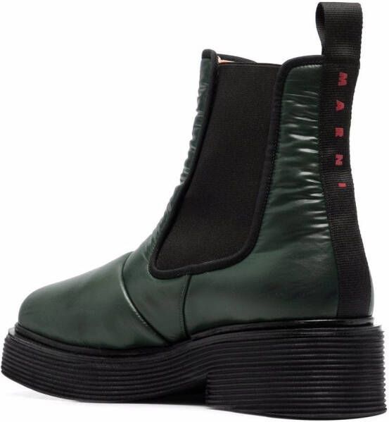 Marni padded square-toe Chelsea boots Green