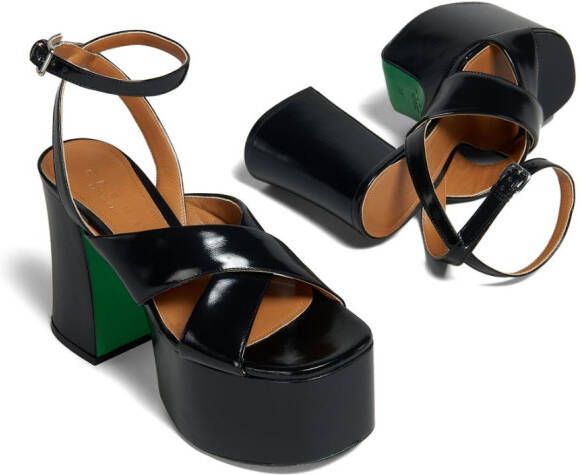 Marni patent-leather platform sandals Black