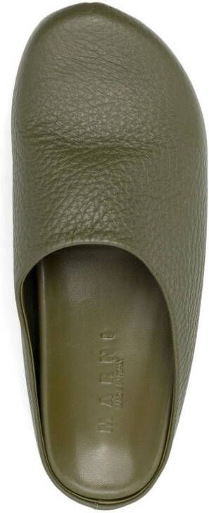 Marni pebbled-textured clog slippers Green