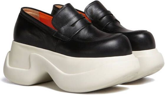 Marni platform leather mocassin loafers Black