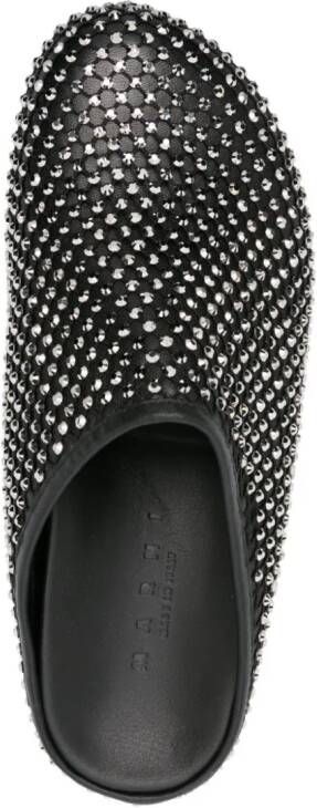Marni rhinestone-embellished leather mules Black
