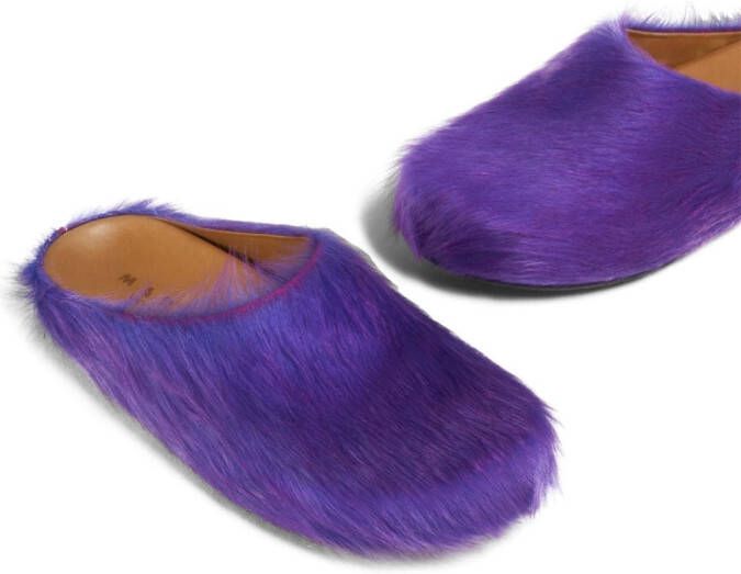 Marni Fussbet Sabot calf-hair slippers Purple
