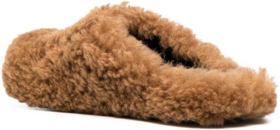 Marni round-toe shearling slippers Brown