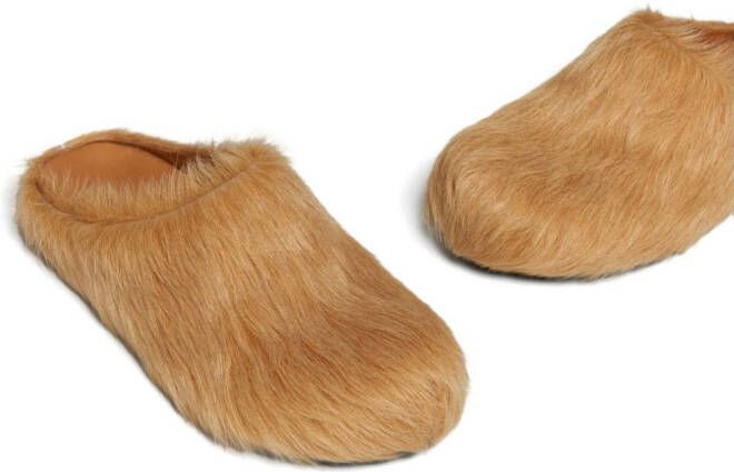 Marni Fussbet Sabot calf-hair slippers Brown