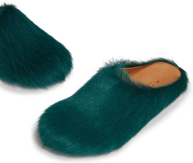Marni Fussbet Sabot calf-hair slippers Green