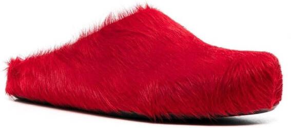 Marni Fussbet Sabot calf-hair slippers Red - Picture 2