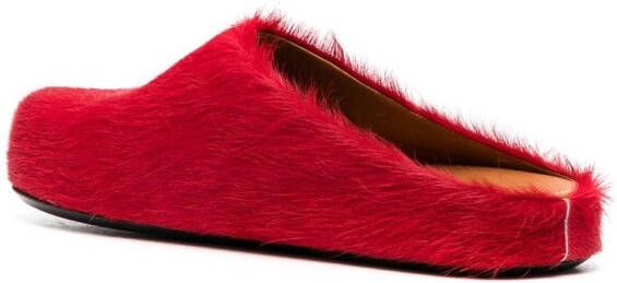 Marni Fussbet Sabot calf-hair slippers Red - Picture 3