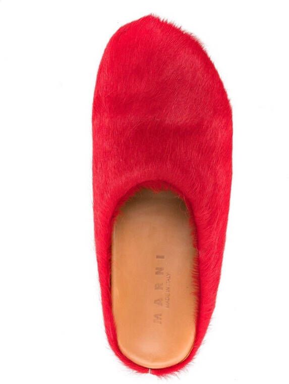 Marni Fussbet Sabot calf-hair slippers Red - Picture 4
