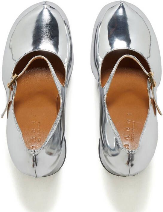 Marni sculpted-heel Mary Jane pumps Silver