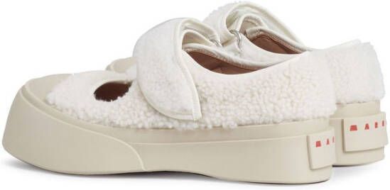 Marni shearling touch-strap Mary Jane sneakers White