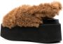Marni slingback platform shearling sandals Brown - Thumbnail 7