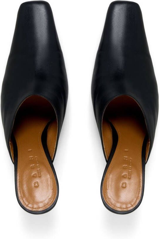 Marni square-toe heeled leather mules Black